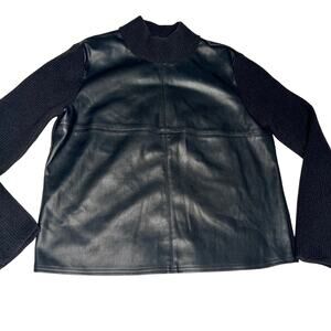 Ann Taylor women’s small black sweater faux leather front panel